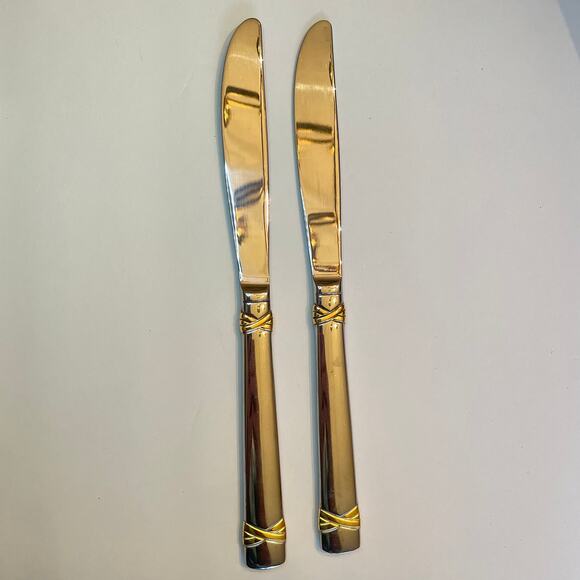 Vintage Lot of 2 REED and BARTON Fanfare Gold Modern Solid Knife 1996 18/8 - Picture 4 of 6